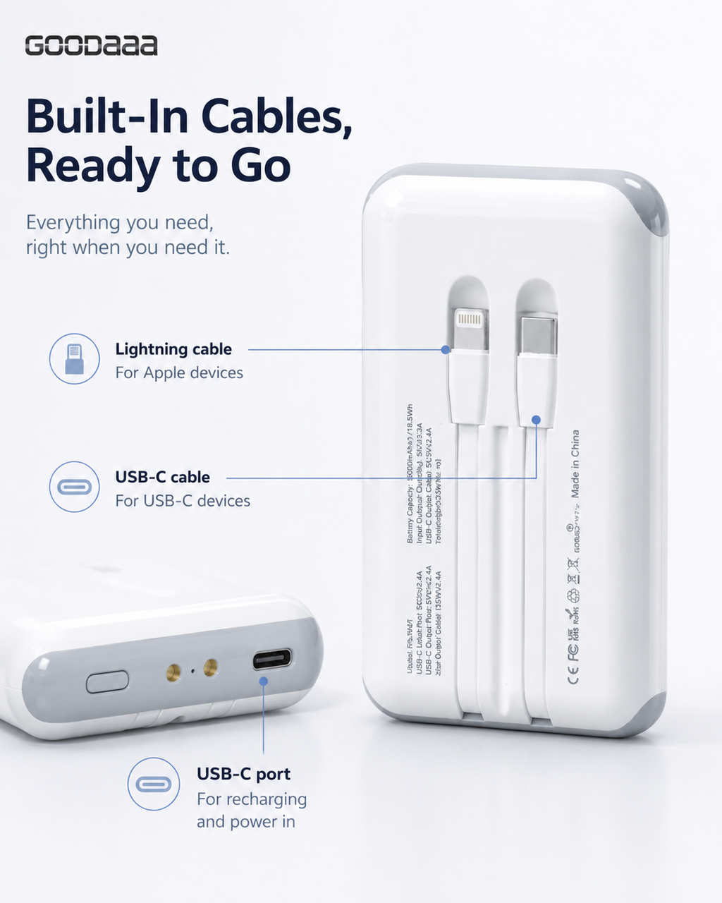 Portable charger 10,000mAh - Expansion Unit for W47 Family Power Hub