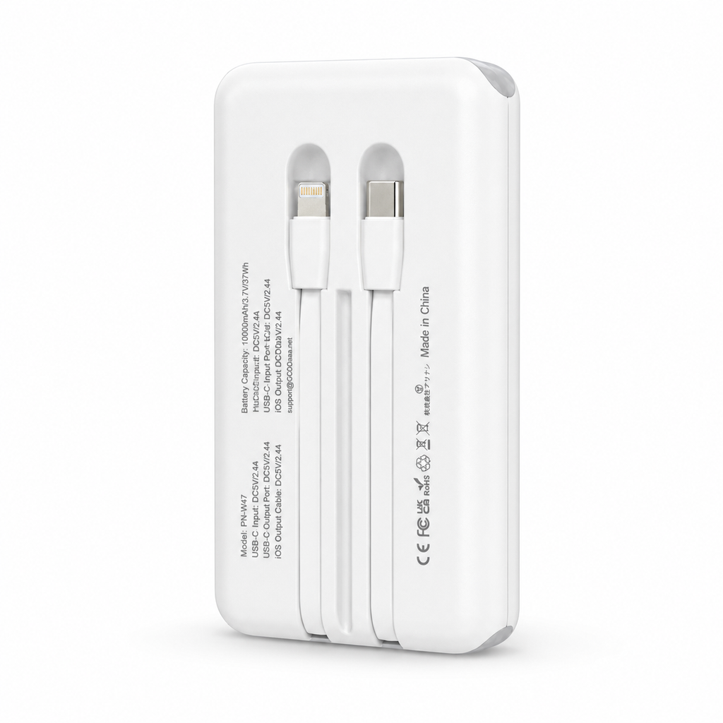 Portable charger 10,000mAh - Expansion Unit for W47 Family Power Hub, Built-in Cables Portable Charger