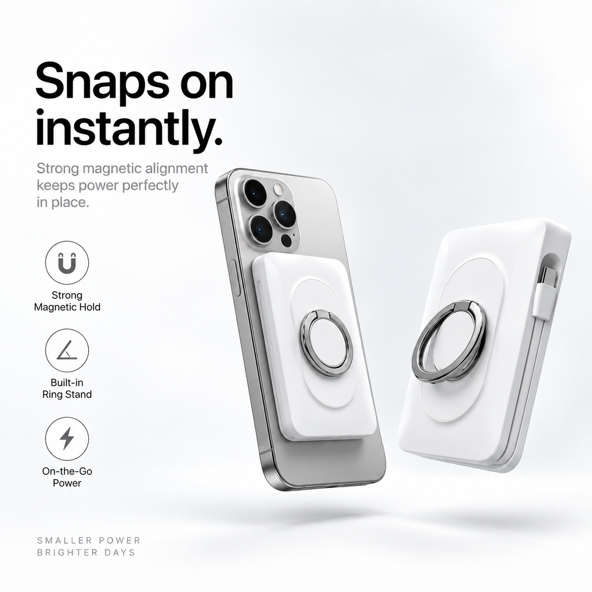 Magnetic Power Bank with Built-in Stand – Snap, Charge & Watch Hands-Free