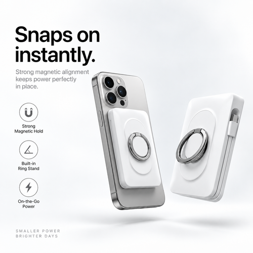 Magnetic Power Bank with Built-in Stand – Snap, Charge & Watch Hands-Free