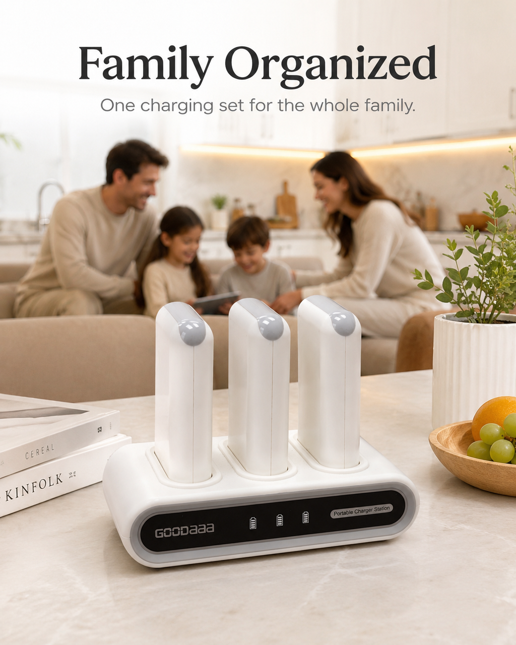 Family Power Hub, 3-Pack 10000mAh Portable Charger
